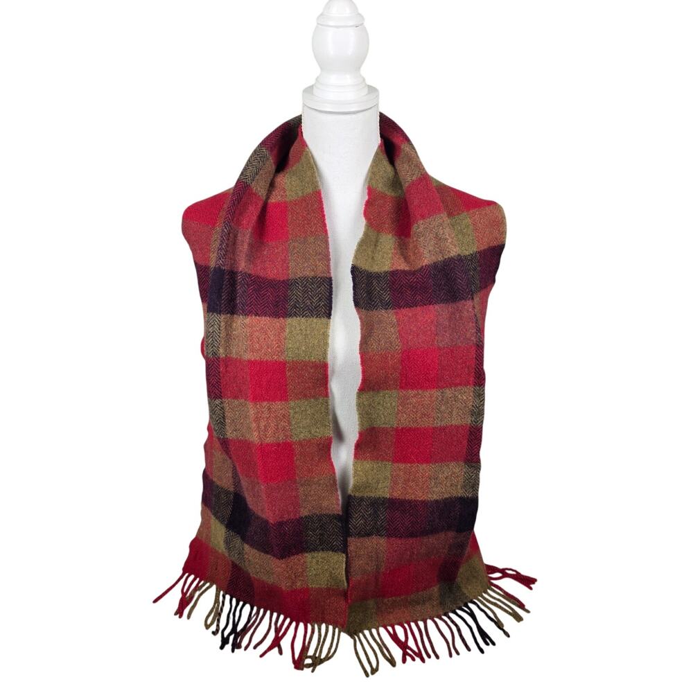 FOXFORD LAMBSWOOL SCARF – MADE IN IRELAND – MULTICOLOR PLAID – 100% WOOL – CLEAN
